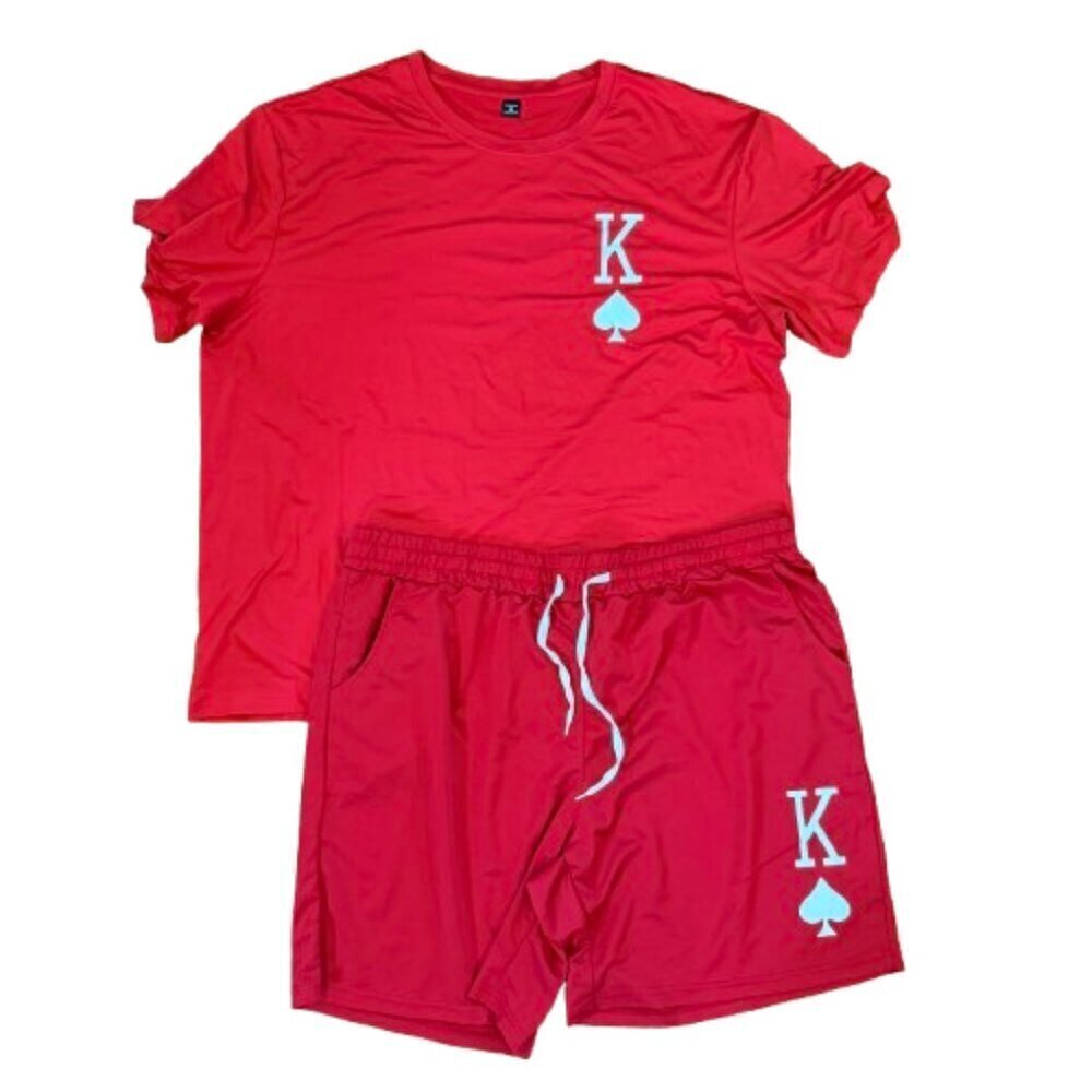 Men's Big and Tall  4XL NWT Shein King Top & Shorts Set in Red